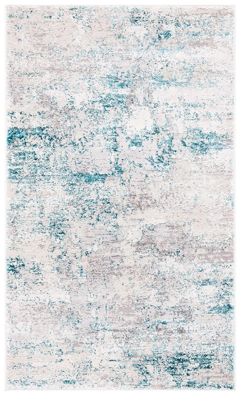 Amalfi AMF572 Power Loomed Accent Rug - Cream/Turquoise - 3'x5' - Safavieh.
