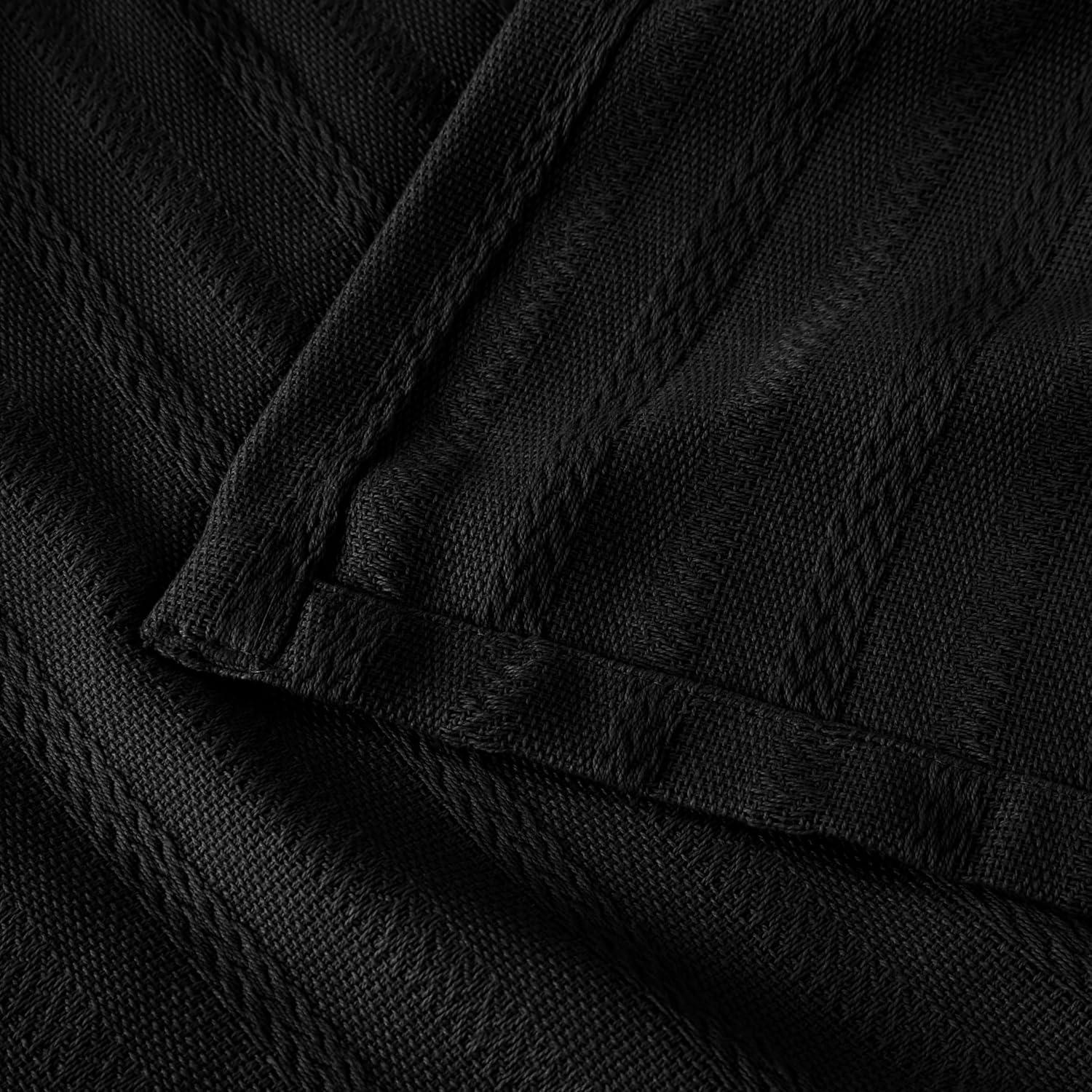 Superior Clara Cotton Striped Woven Blanket, Throw, Black