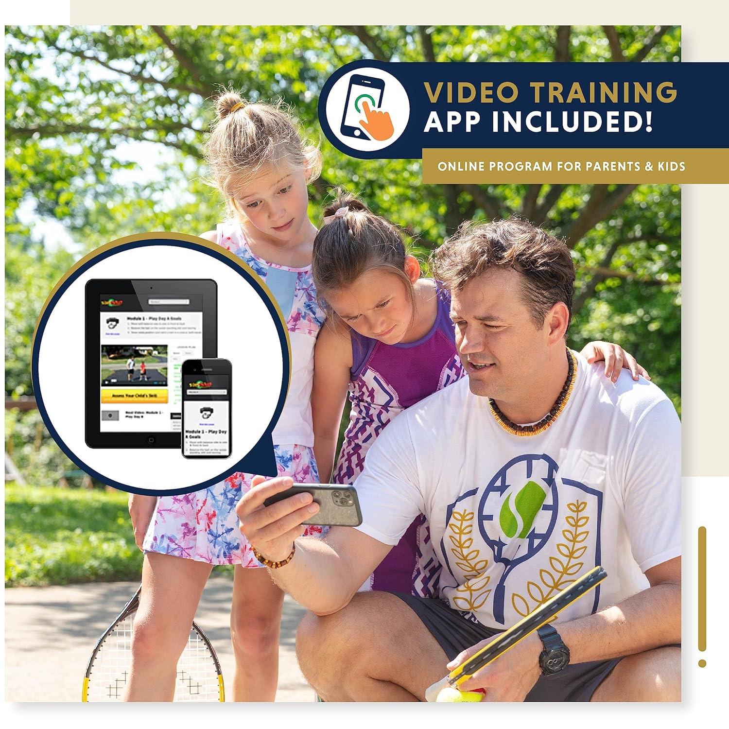 Kids Tennis Racket with Training Videos – Aluminum Youth Tennis Racket with Neoprene Handle for Children Age 5-12 – Learn Faster and Play Better by Street Tennis Club