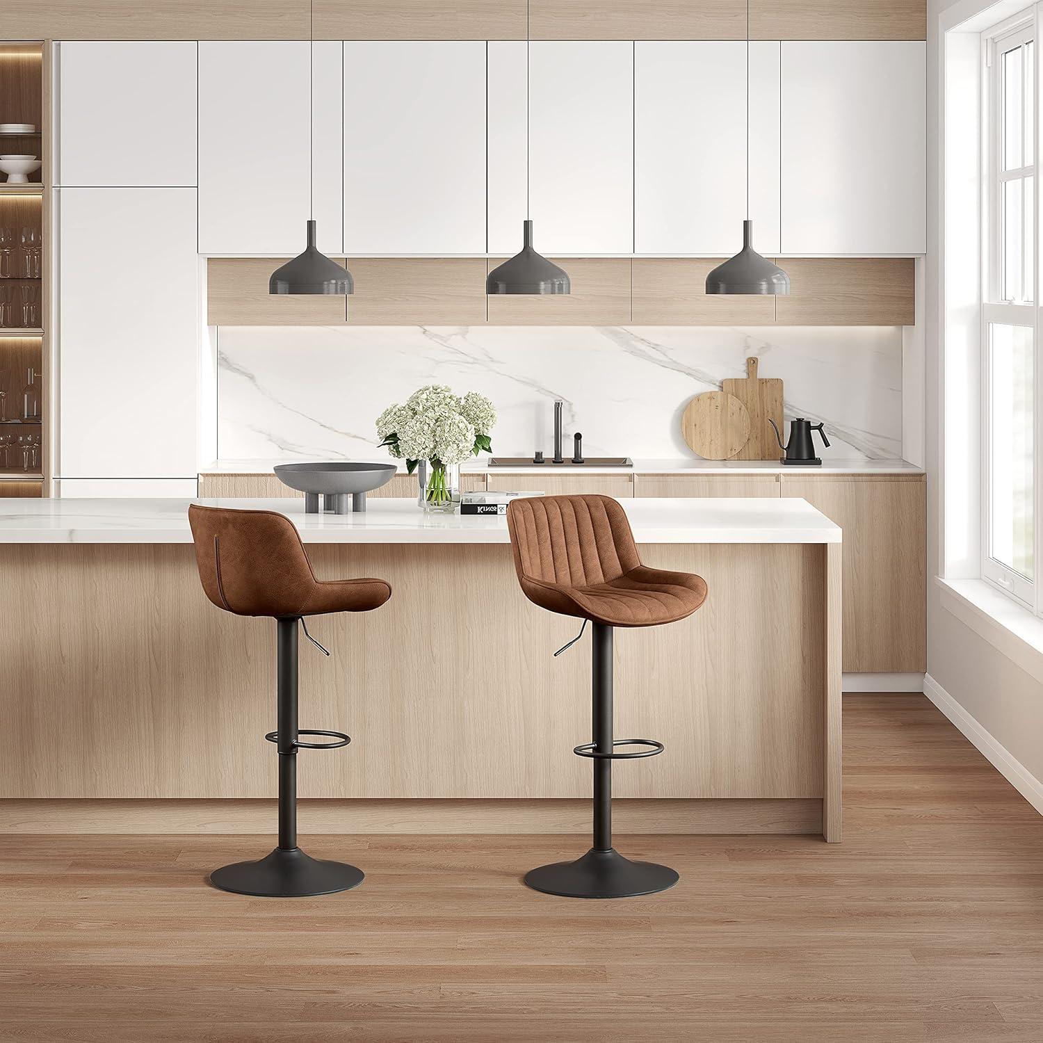 walsunny Swivel Upholstered Adjustable Height Counter Stool with Metal Frame (Set of 2)