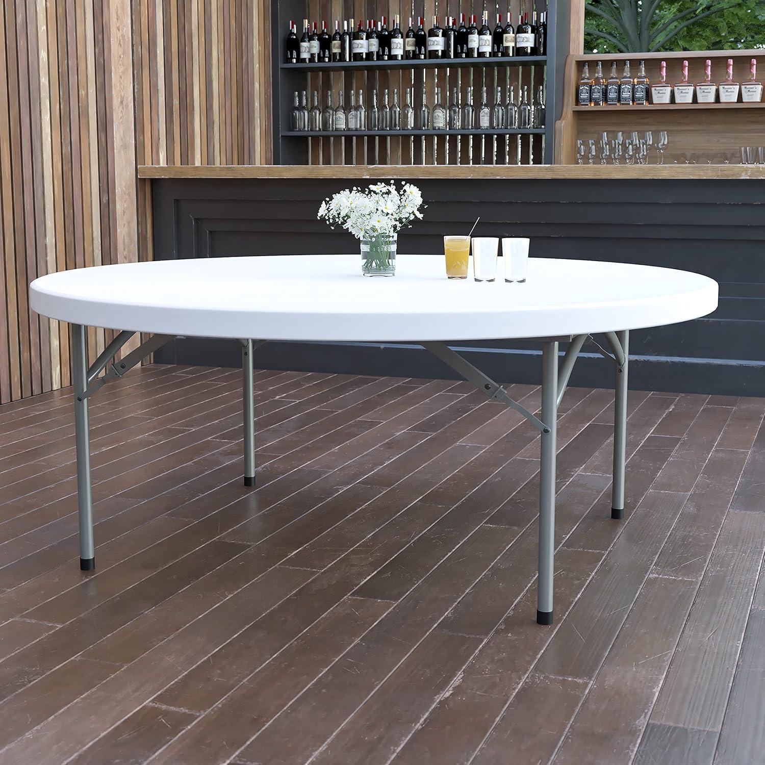 Gray Round Metal Folding Banquet Table for Indoor/Outdoor Use