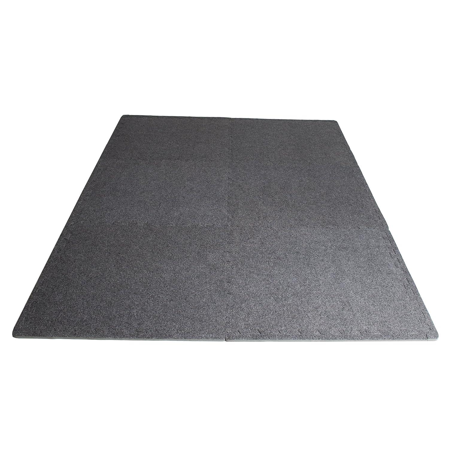 Black Carpet Texture Top 24 in. x 24 in. x 12 mm Interlocking Tiles for Home Gym Kids Room and Living Room (24 sq. ft.)