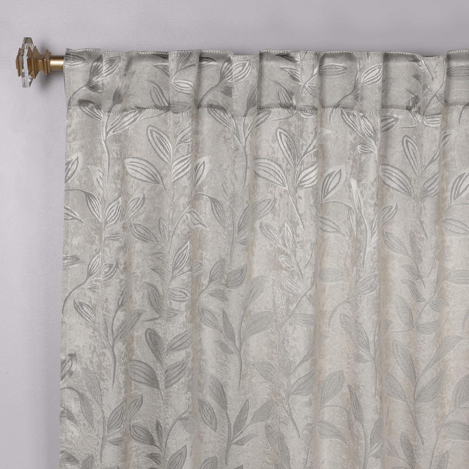 Superior Leaves Machine Washable Room Darkening Blackout Curtains With Back Tabs by Superior (Set of 2)