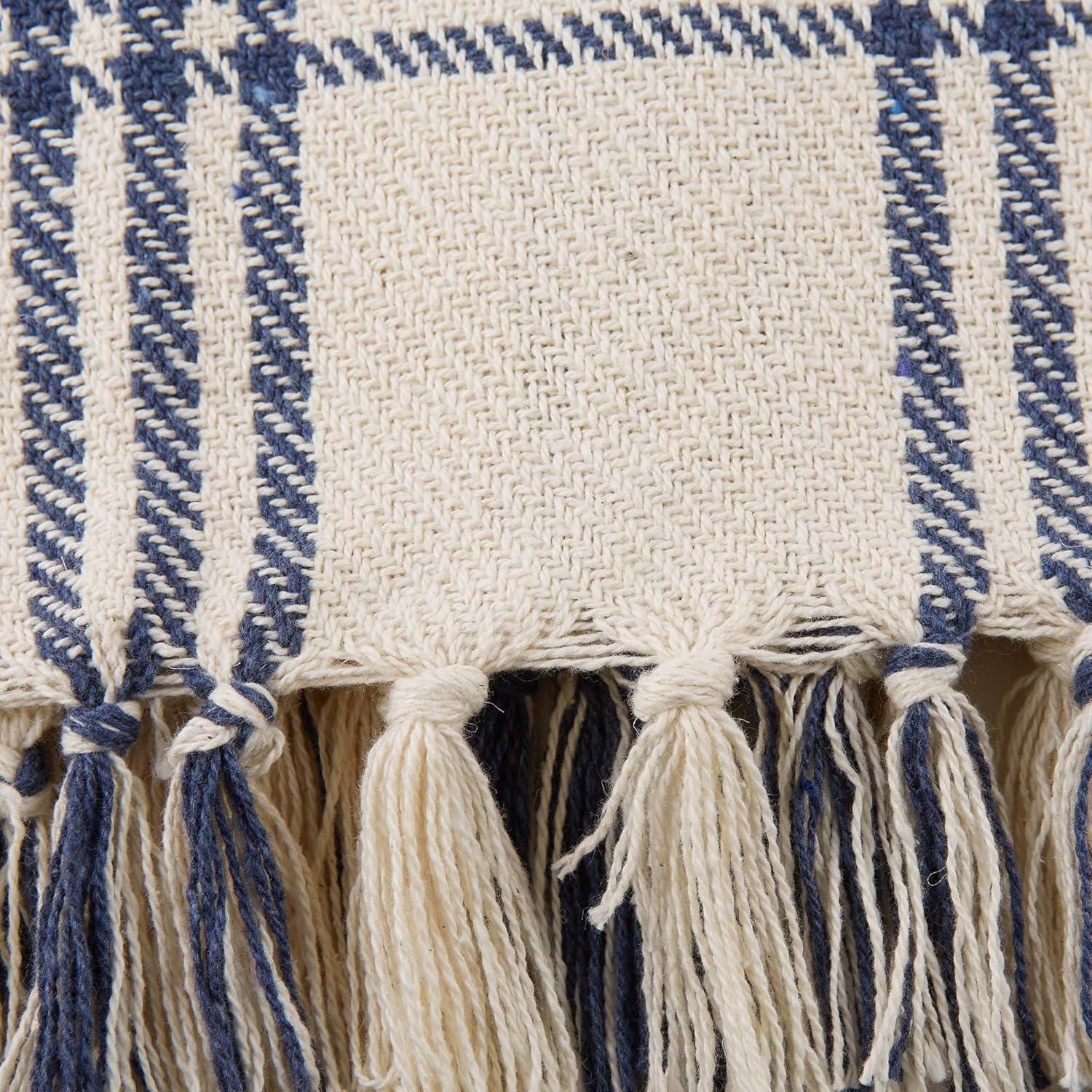 French Blue Modern Farmhouse Plaid Throw