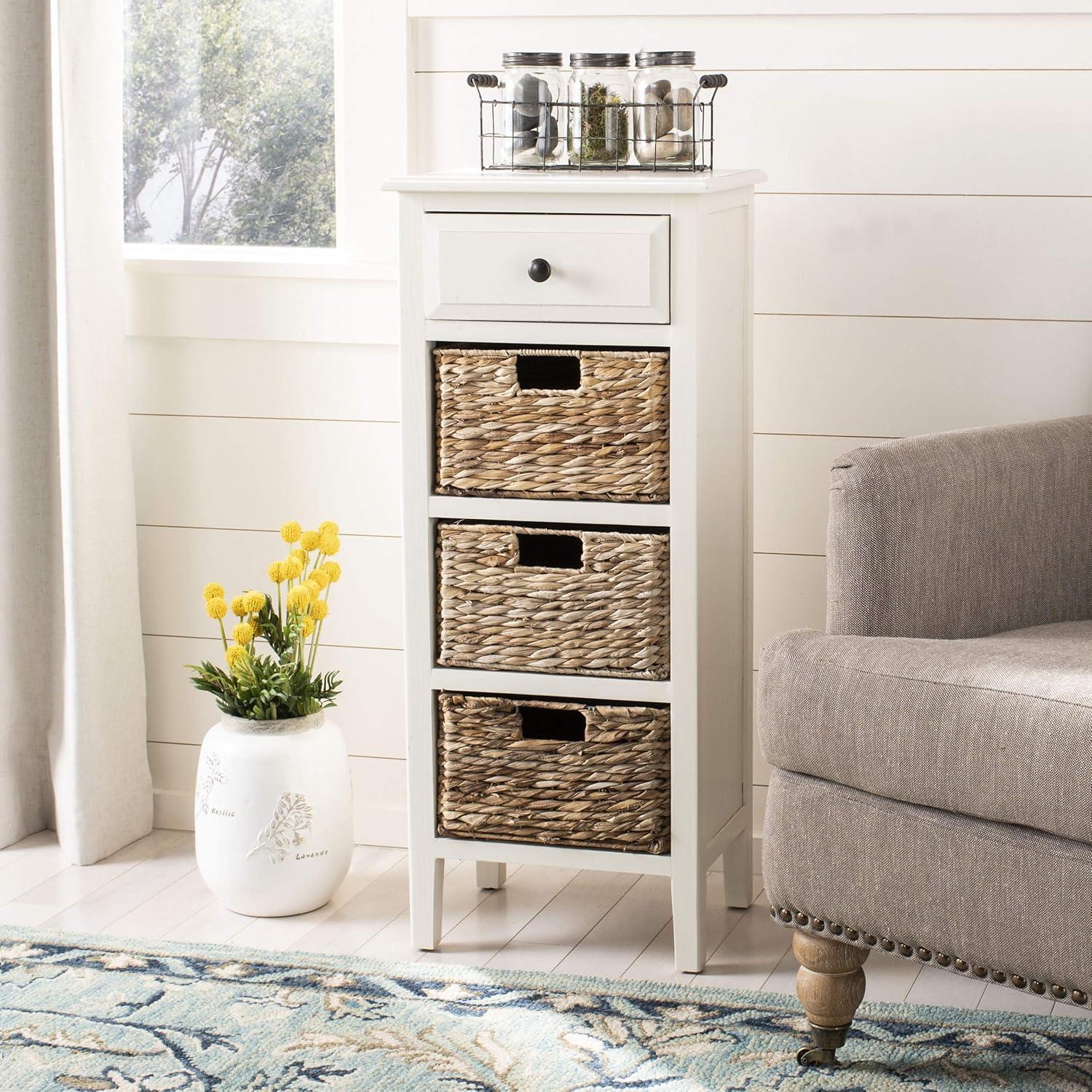 Countryside Charm White Pine 4-Drawer Rectangular Storage Table