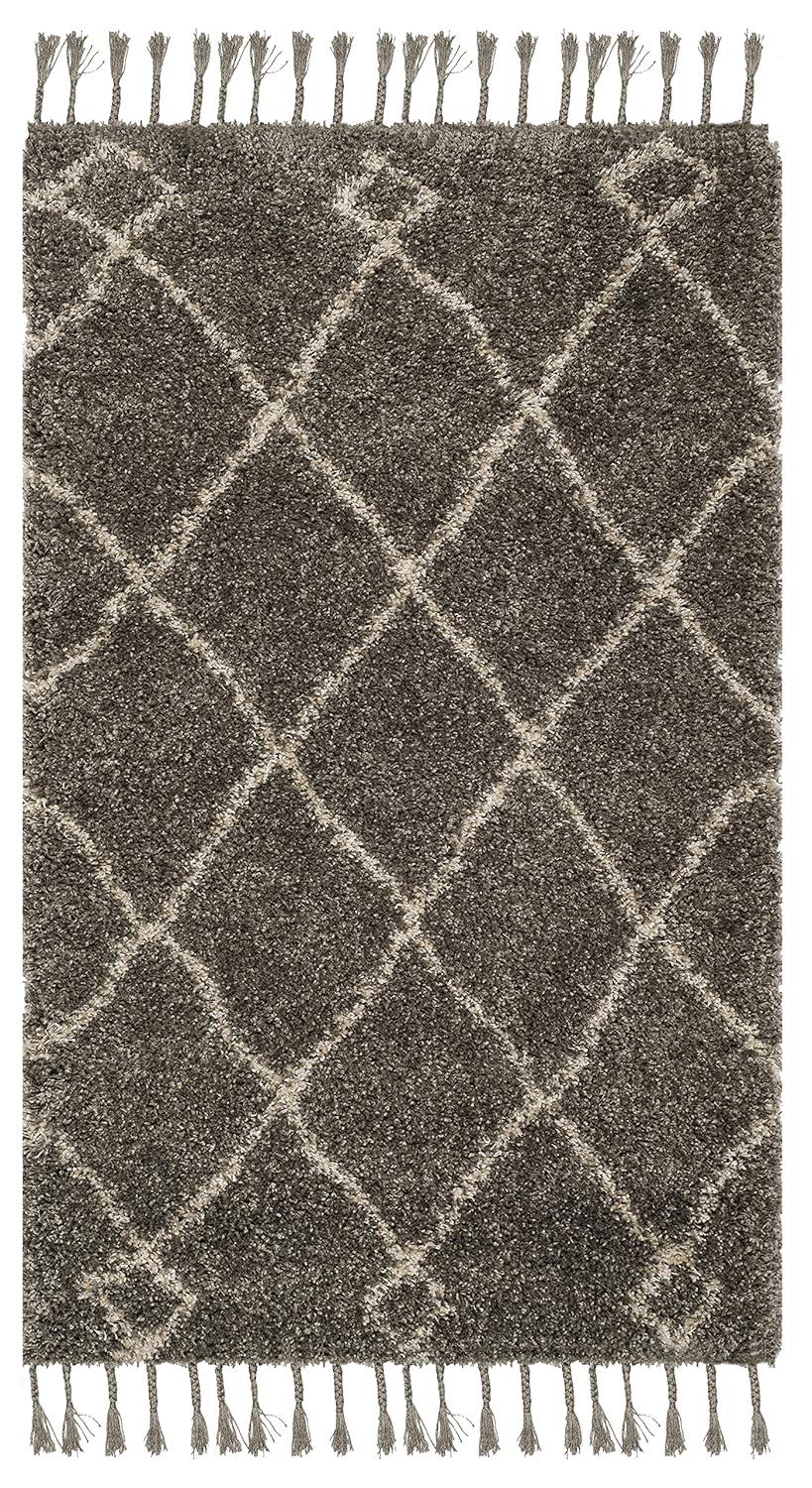 Moroccan Fringe Shag MFG241 Power Loomed Indoor Accent Rug - Grey/Cream - 3'x5' - Safavieh.