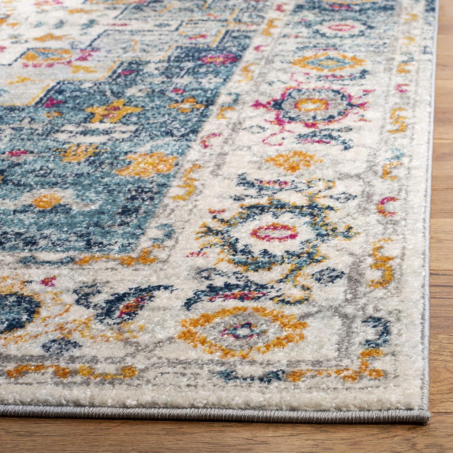 Madison MAD156 Power Loomed Indoor Area Rug - Turquoise/Ivory - 4'x6' - Safavieh