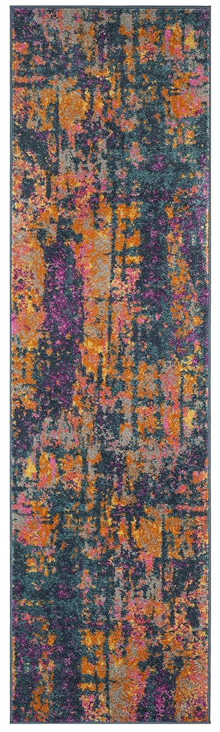 Madison MAD143 Power Loomed Runner Rug - Blue/Orange - 2'3"x8' - Safavieh.