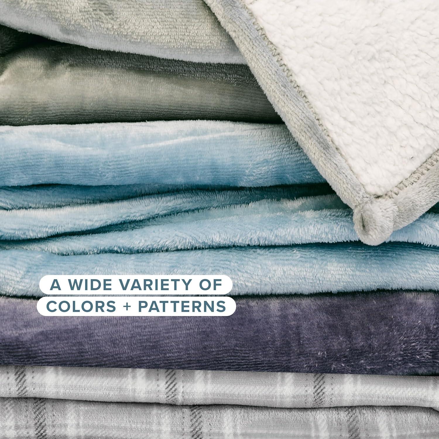 Bare Home Bare Home Printed Sherpa Fleece Blanket - Warm & Lightweight - Soft Plush Blanket - Reversible