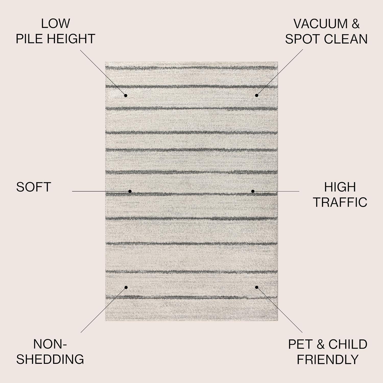 8'x10' Williamsburg Minimalist Stripe Area Rug, Cream/Gray - JONATHAN Y