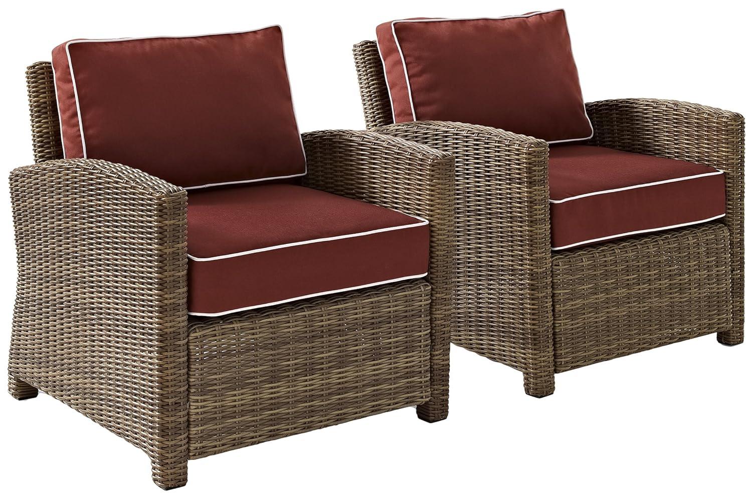 Bradenton 2pk Outdoor Wicker Chair Set - Sangria - Crosley: Steel Frame, UV & Weather-Resistant Patio Accent Chairs