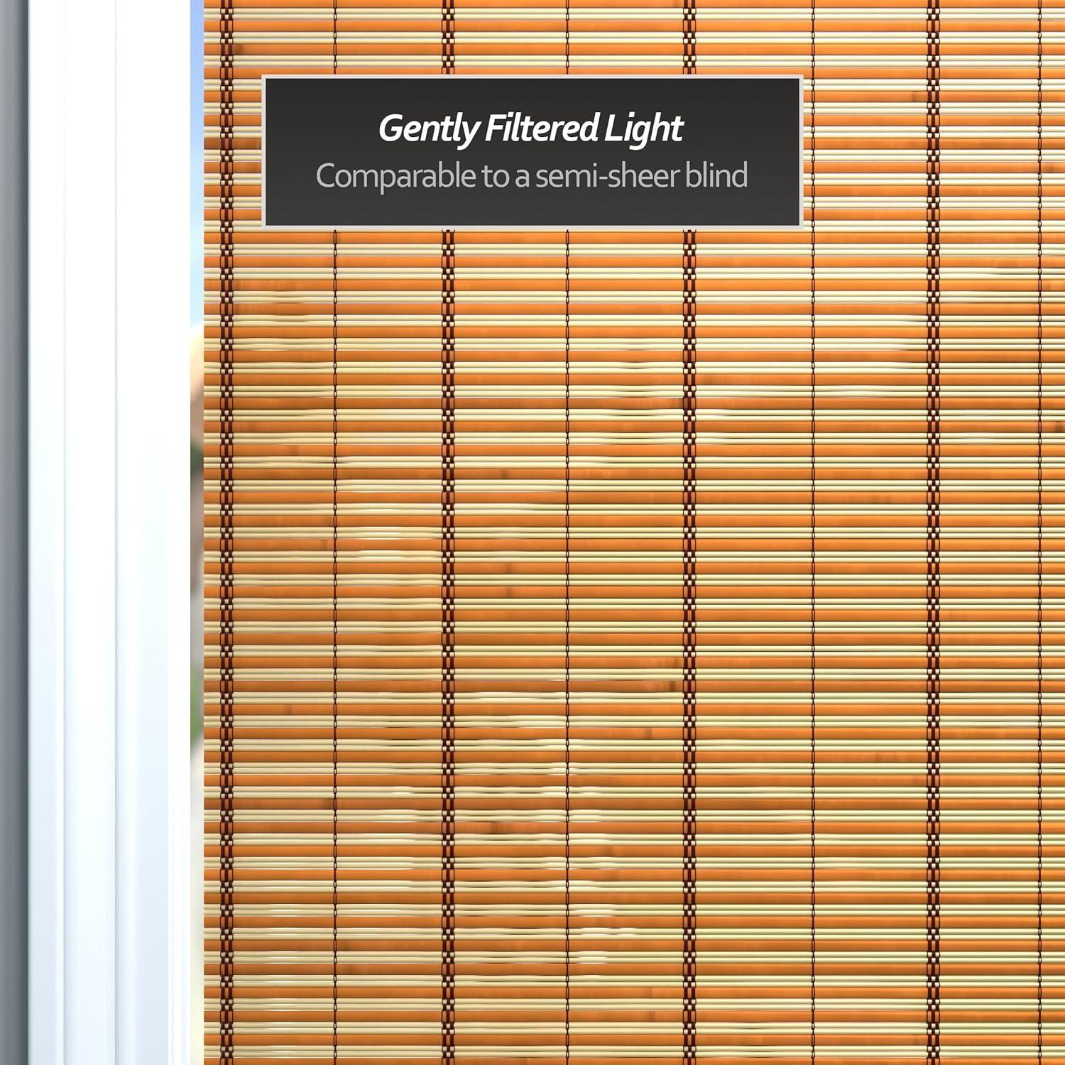 Burnt Bamboo Cordless Window Shade - Two-tone Honey 48" W