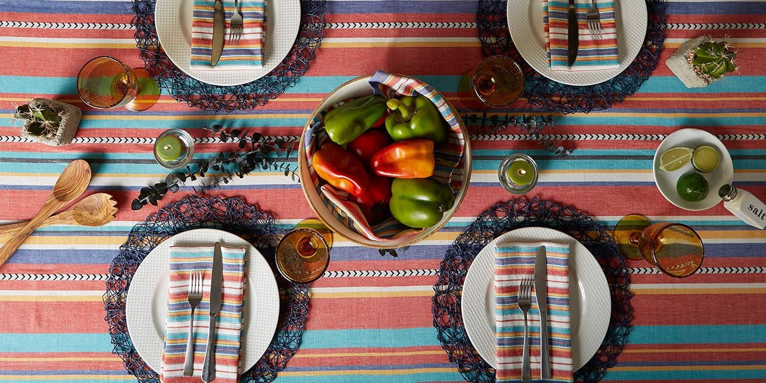 Verano Stripe Multicolor Cotton Square Tablecloth, 52x52