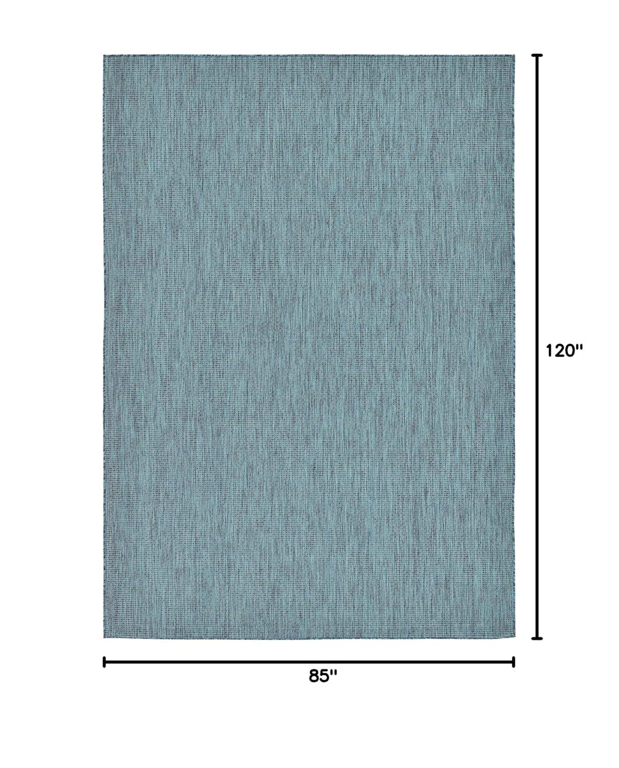 Unique Loom 7' 0 x 10' 0 Rectangle Indoor/Outdoor Solid Teal Area Rug