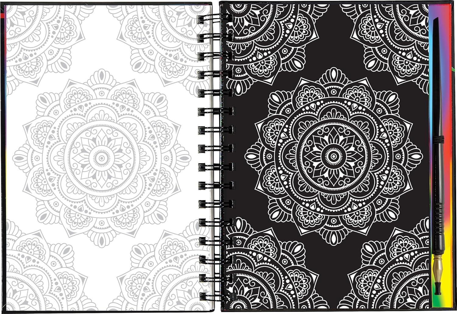 Peter Pauper Press Scratch & Sketch Extreme Mandalas, Ages 8+, Spiral-Bound, 20 Pages, with Stylus