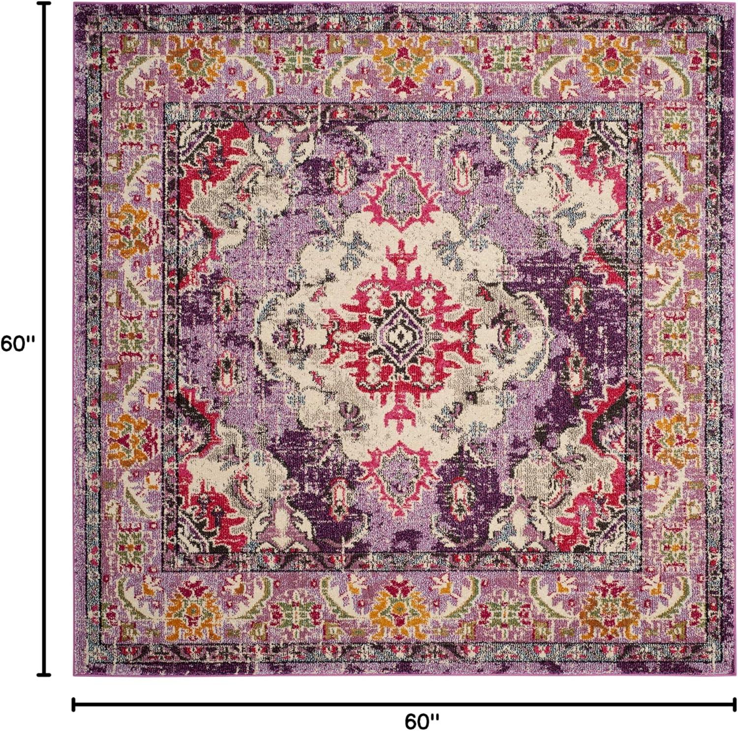 Monaco MNC243 Power Loomed Indoor Area Rug - Violet/Fuchsia - 5'x5' - Safavieh