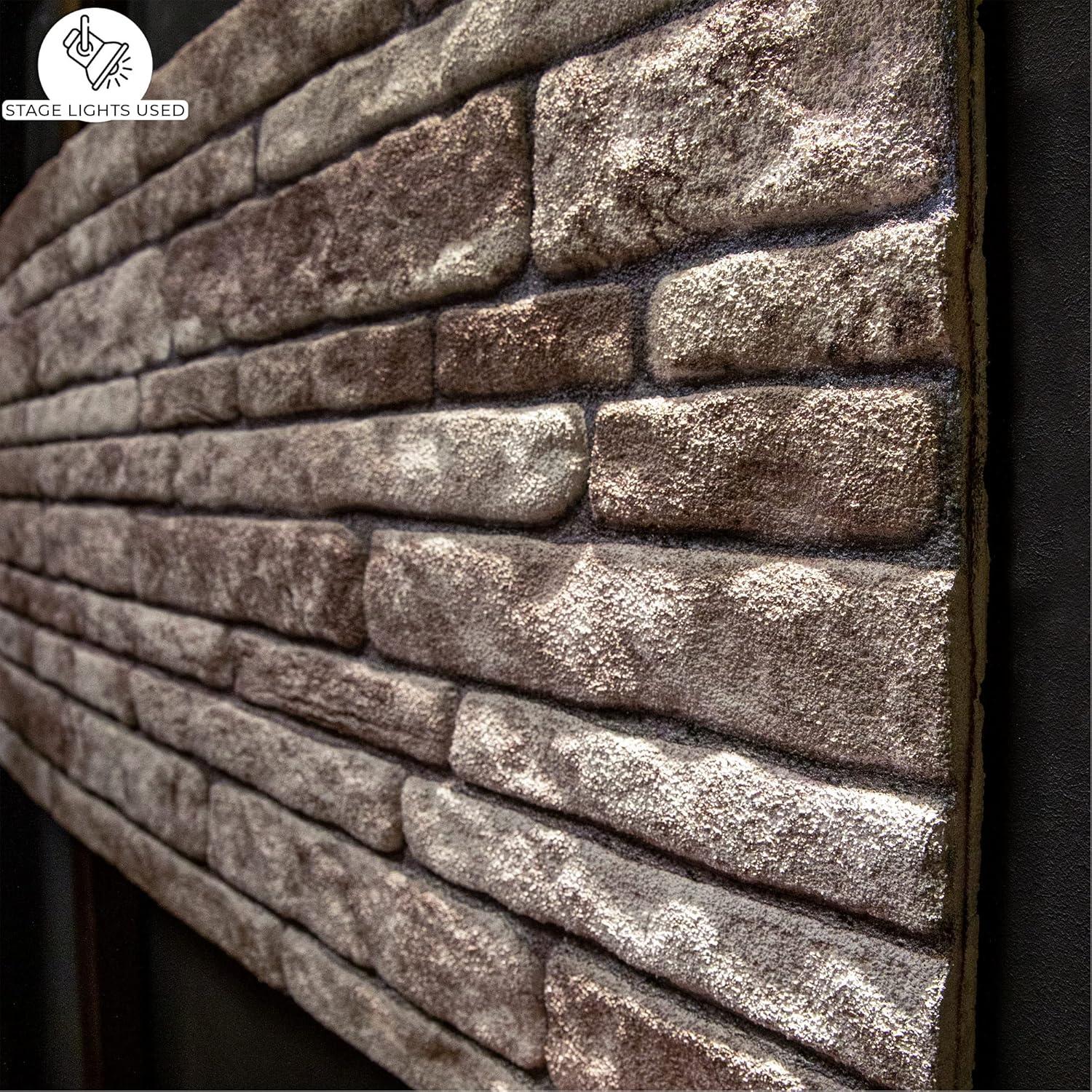 Dundee Deco 3D Wall Panels Brick Effect - Cladding Light Brown Grey Stone Look Wall Paneling, Styrofoam, SAMPLE, Size 10 x 10 in.