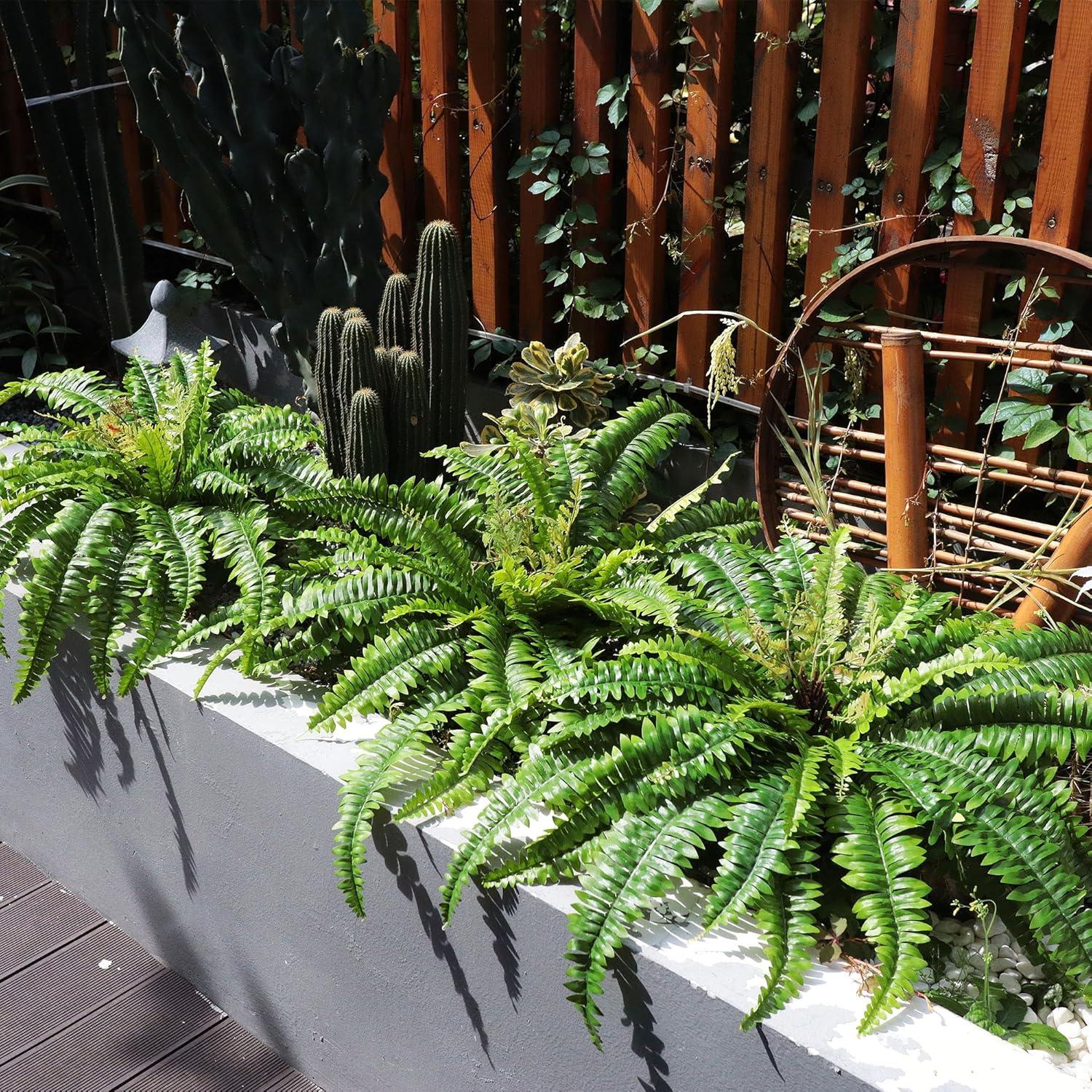 Artificial Ferns for Outdoors & Indoors, 40in Large Faux Ferns 39 Fronds Fake Boston Fern Plant for Planter Garden Porch Entrance Home Windowsill Yards Farmhouse Decoraction