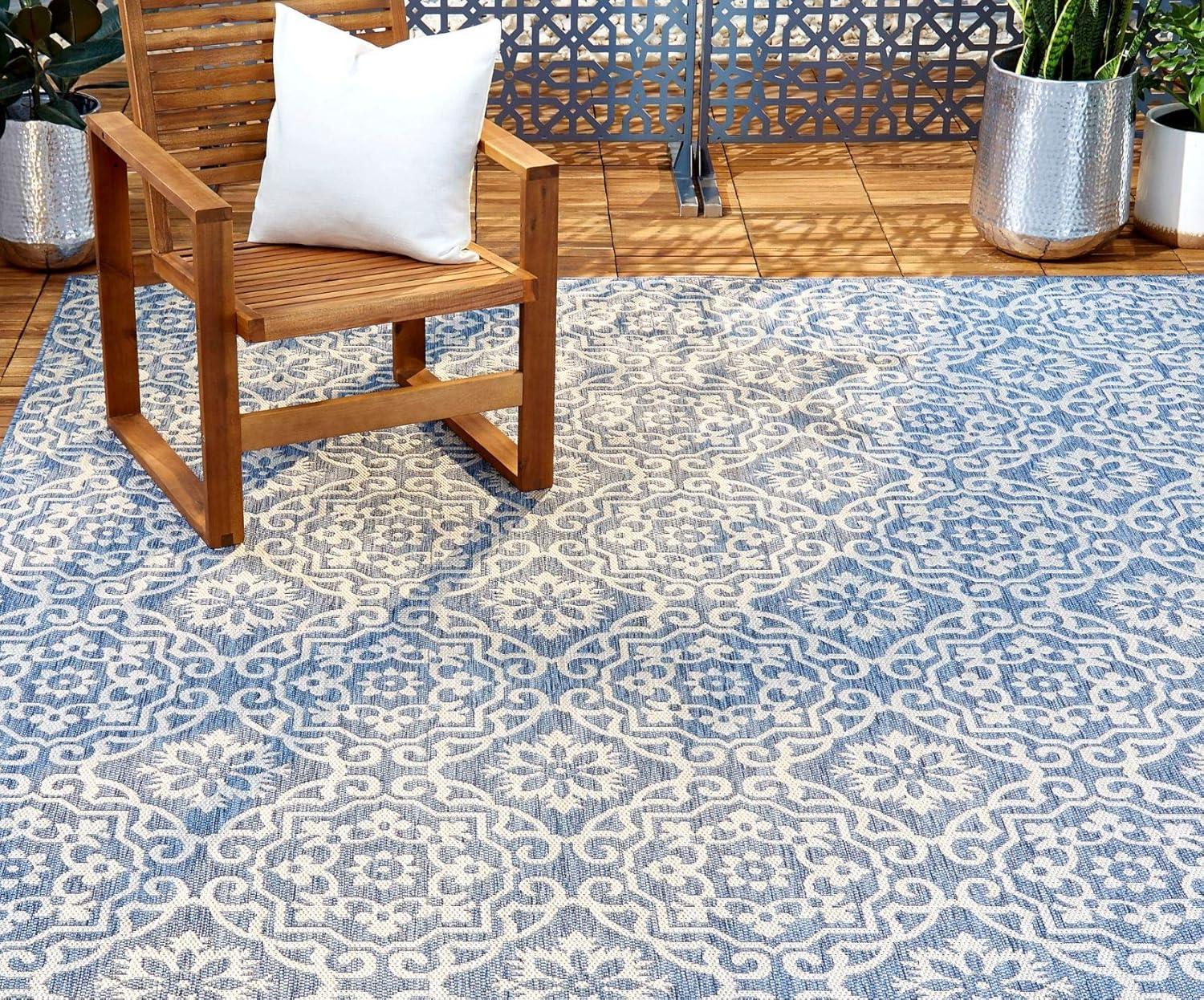 Nicole Miller New York Patio Country Danica Geometric Indoor/Outdoor Area Rug, Blue/Gray
