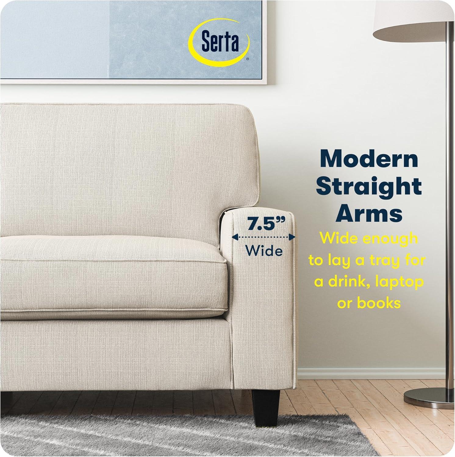 Serta Palisades 61" Track Arm Sofa, Easy Care Fabric, Soft Pillow Back, Pocket Coil Seat Cushions