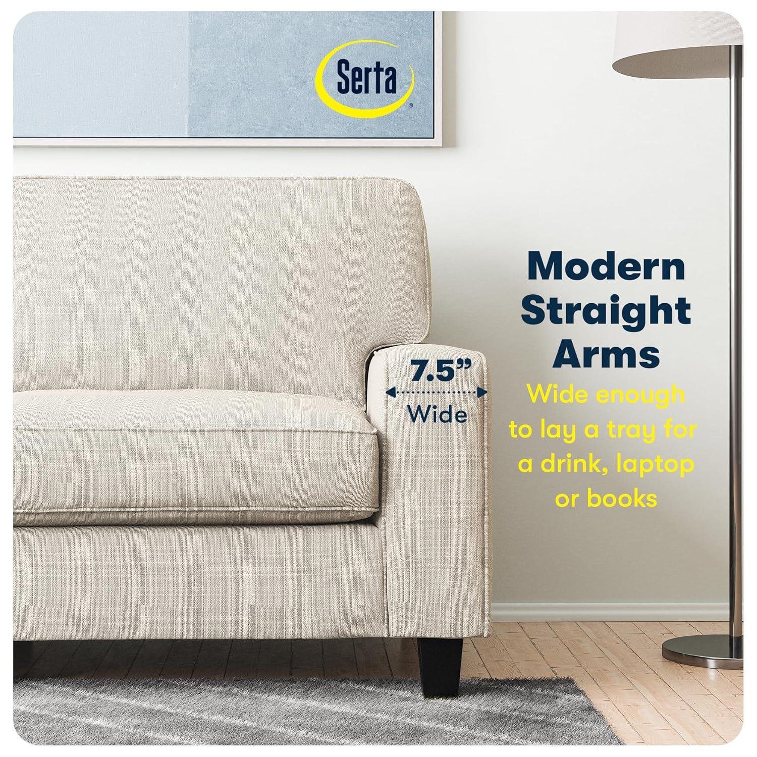 Serta Palisades 61" Track Arm Sofa, Easy Care Fabric, Soft Pillow Back, Pocket Coil Seat Cushions