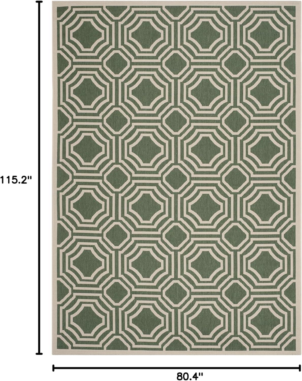 SAFAVIEH Courtyard Collection Area Rug - 6'7" x 9'6", Dark Green & Beige, Non-Shedding & Easy Care, Indoor/Outdoor & Washable-Ideal for Patio, Backyard, Mudroom (CY6112-332)