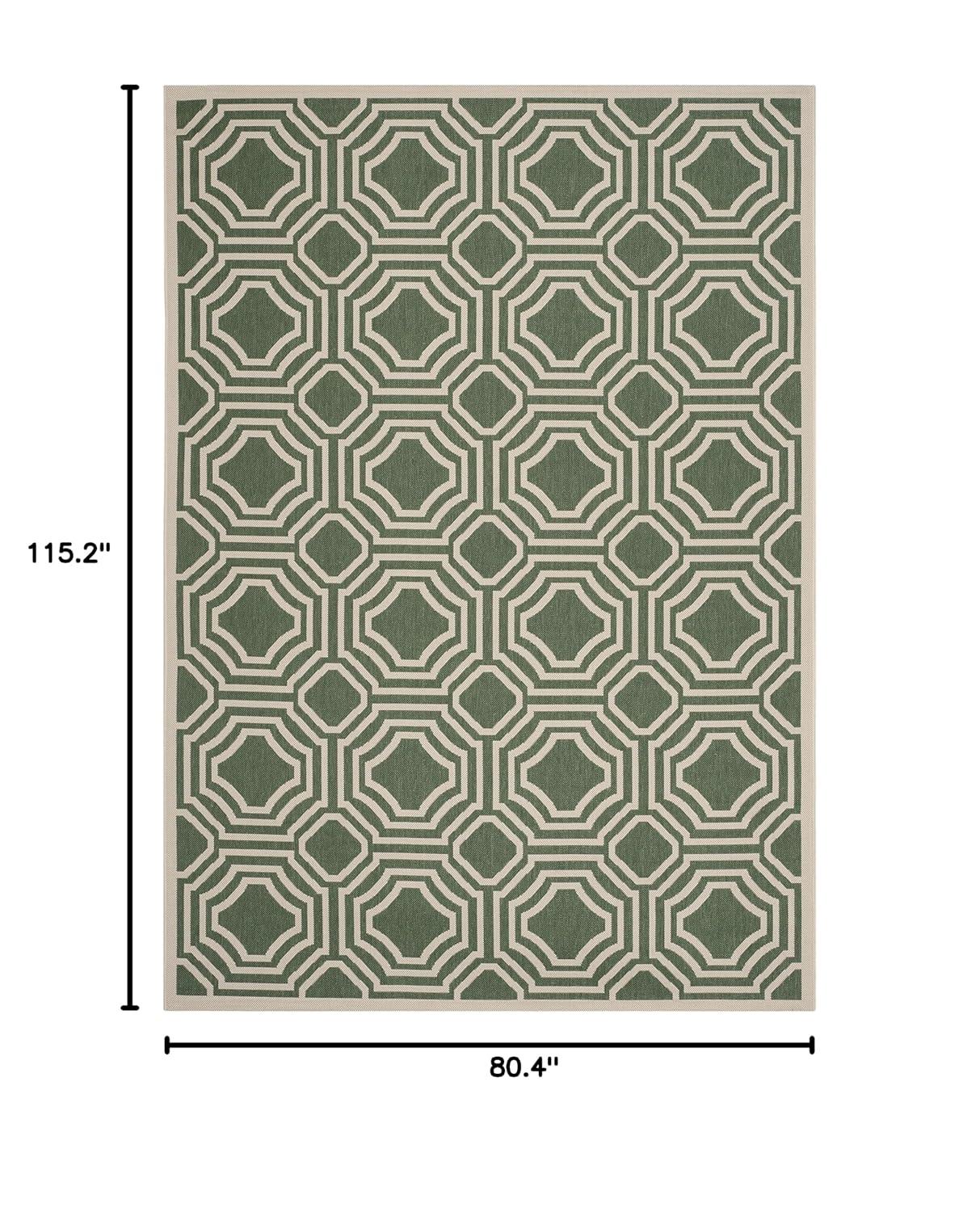 SAFAVIEH Courtyard Collection Area Rug - 6'7" x 9'6", Dark Green & Beige, Non-Shedding & Easy Care, Indoor/Outdoor & Washable-Ideal for Patio, Backyard, Mudroom (CY6112-332)