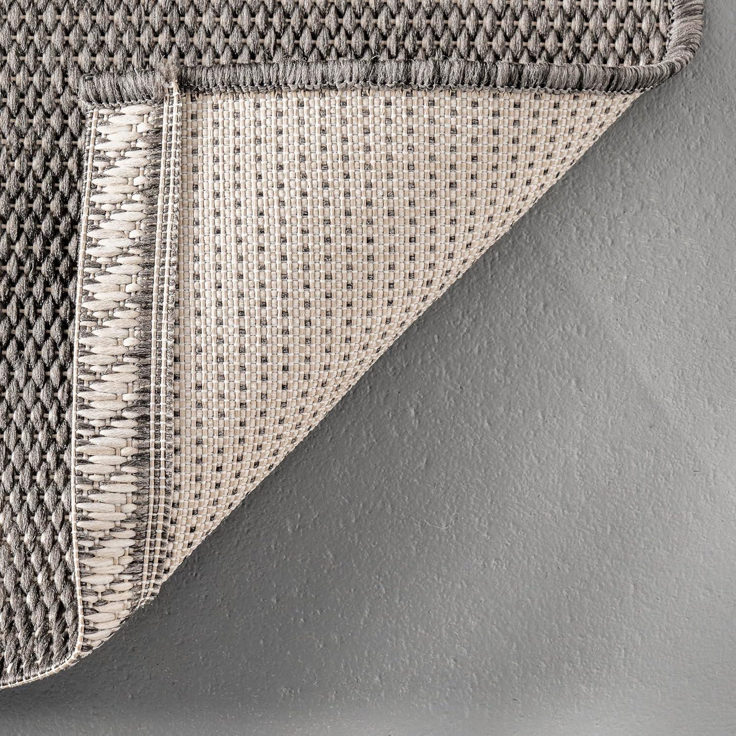 Nuloom Alaina Striped 4x6 Indoor/Outdoor Area Rug for Living Room Patio Deck Front Porch Kitchen, Dark Grey/Ivory