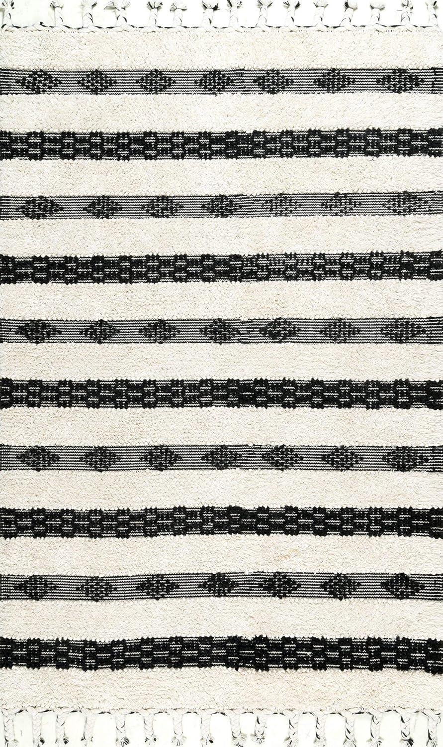 Ivory Shag Tufted Handmade Wool Runner Rug 30"