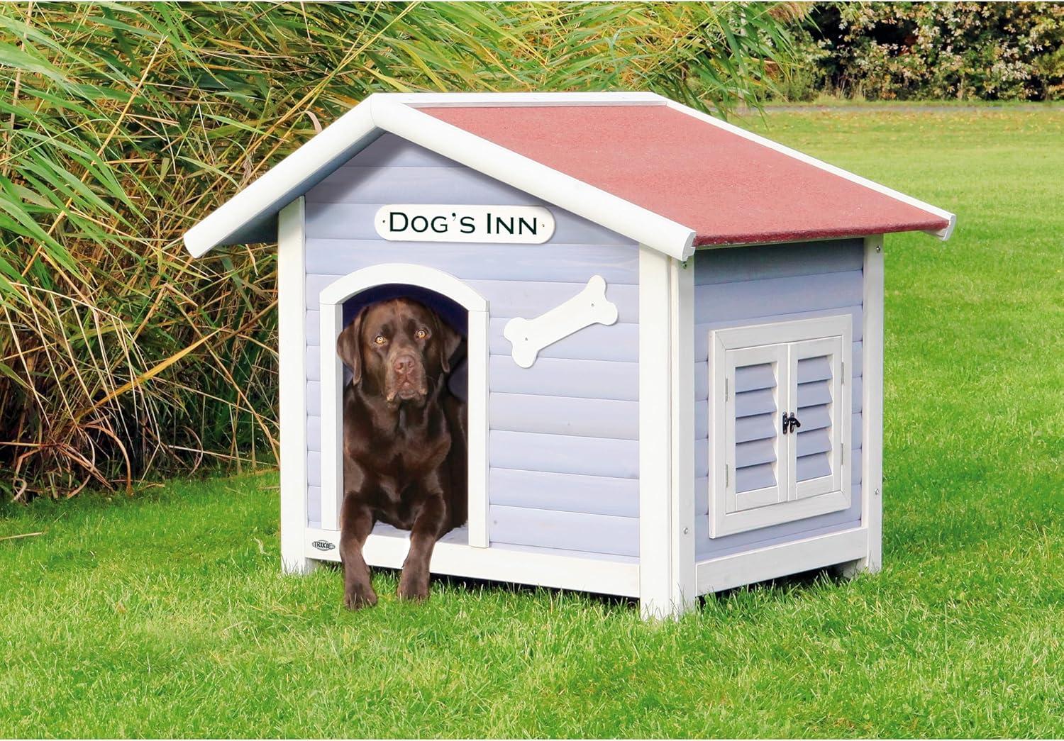 TRIXIE natura Dog's Inn Dog House, Hinged Roof, Adjustable Legs, Medium-Large