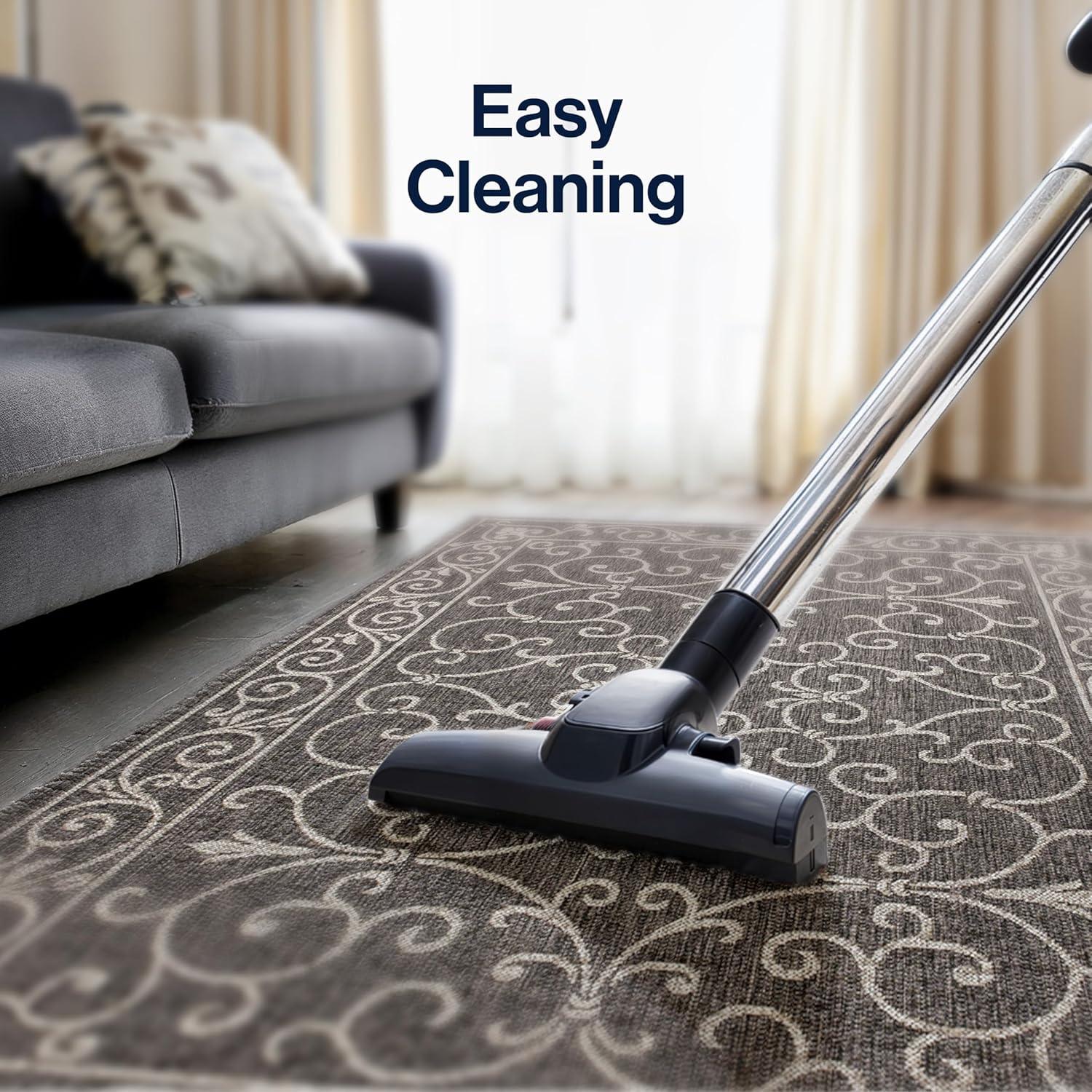 4'x6' Charleston Vintage Filigree Textured Weave Indoor/Outdoor Area Rug, Black/Gray - JONATHAN Y