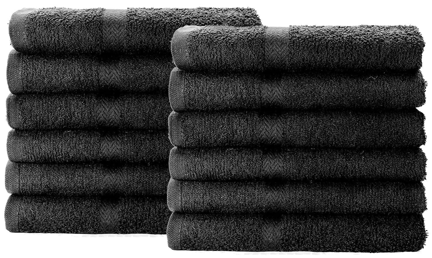 Simpli-Magic Hand Towels, Multipurpose Cotton Towels for Bathroom Use & More, 16" x 27", Black
