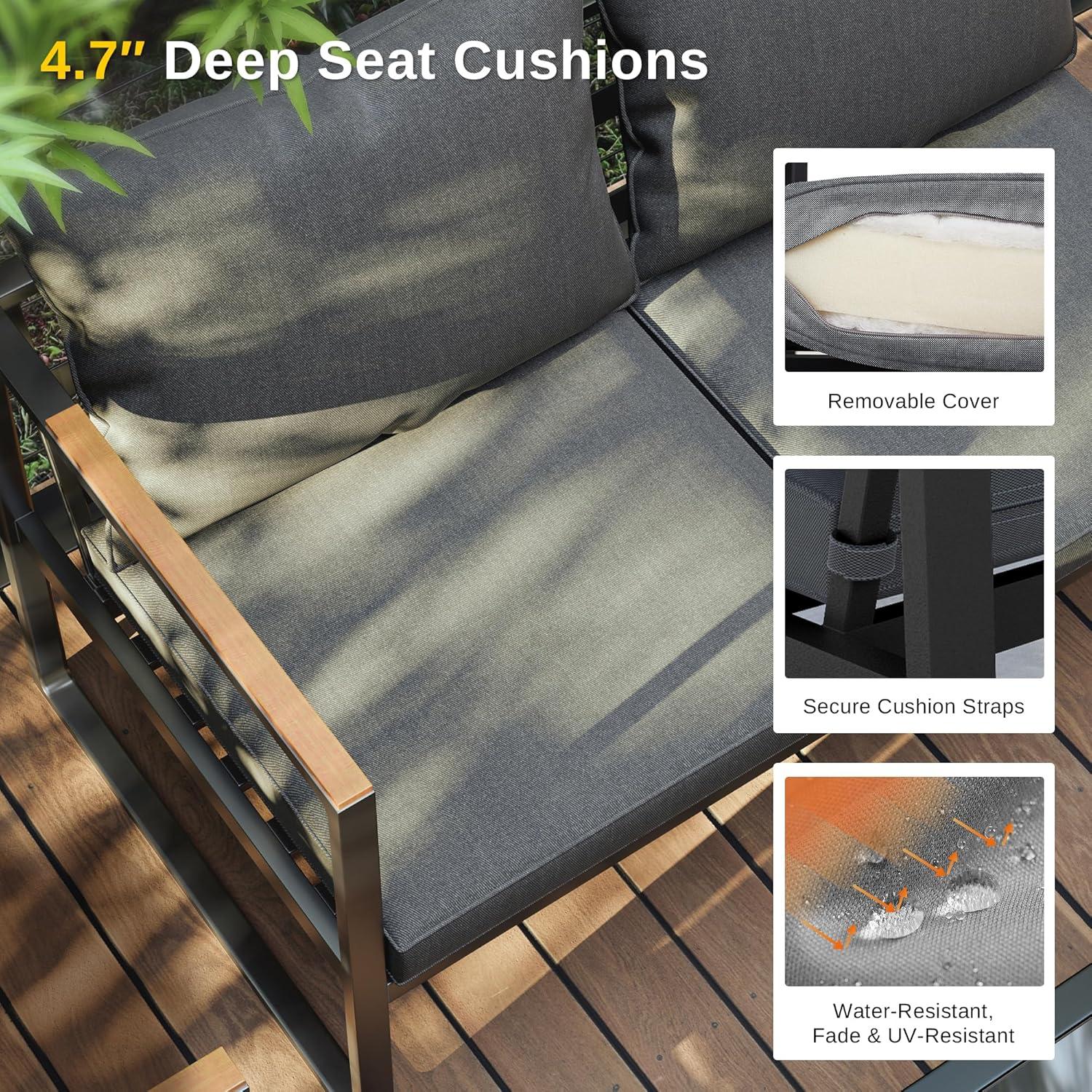 EAST OAK 4-Person Patio Furniture Set with Thick Cushions