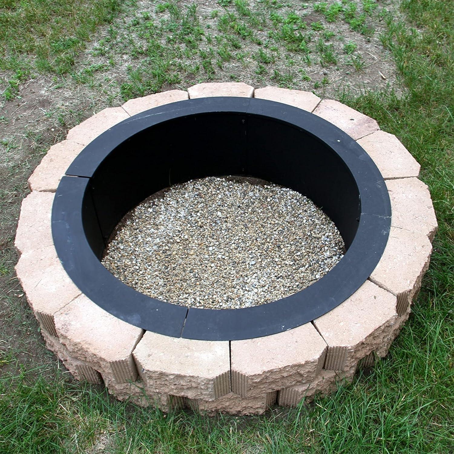 Sunnydaze Outdoor Heavy-Duty Steel Portable Above Ground or In-Ground Round Fire Pit Liner Ring - Black