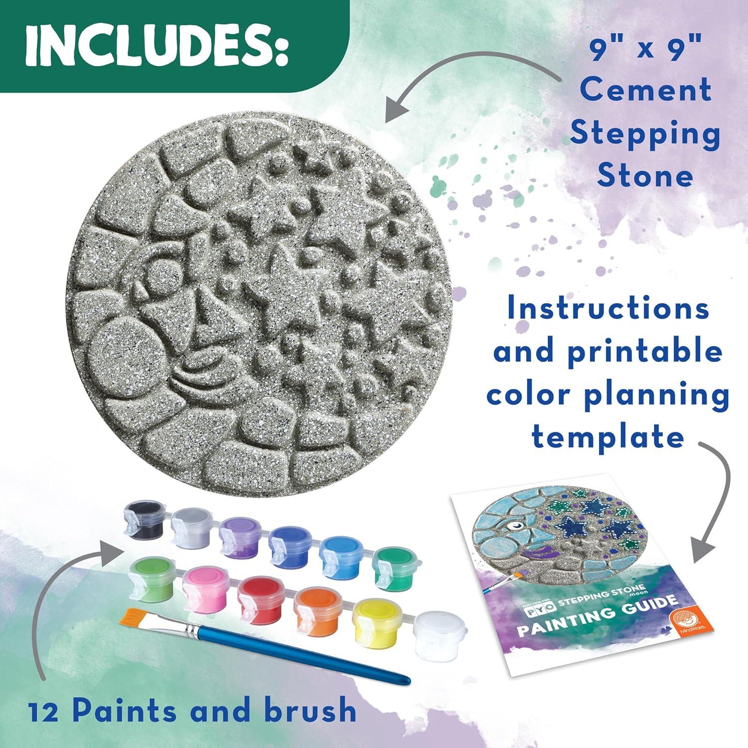 MindWare Paint Your Own Stepping Stone: Moon And Stars - Creative Activities -14 Pieces