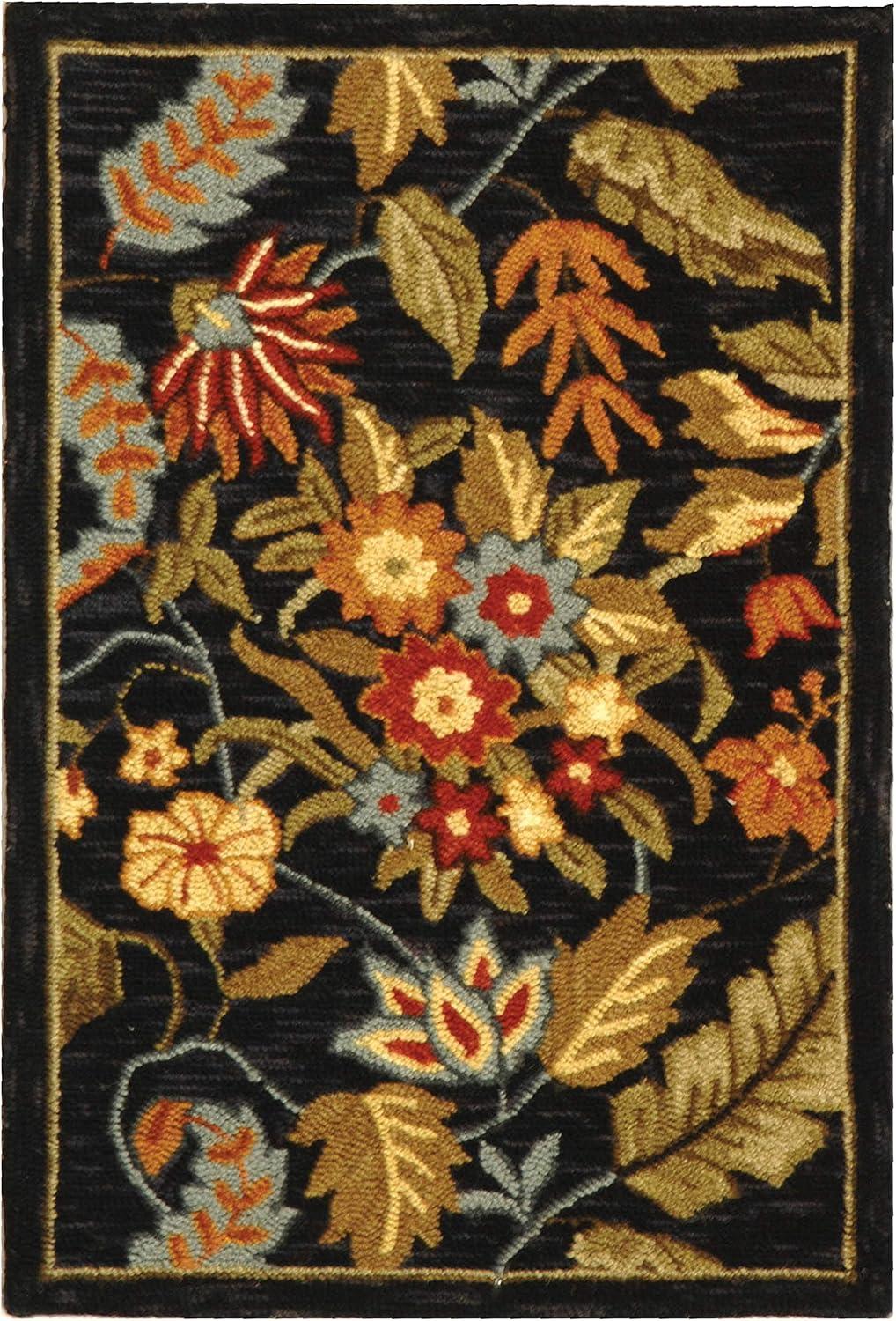 Red Floral Handmade Wool Accent Rug 20" x 4"