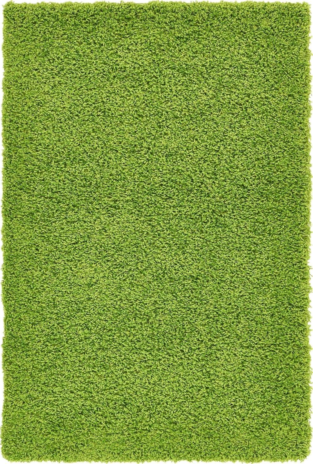 Handmade Green Synthetic Shag Kids' 4' x 6' Rug