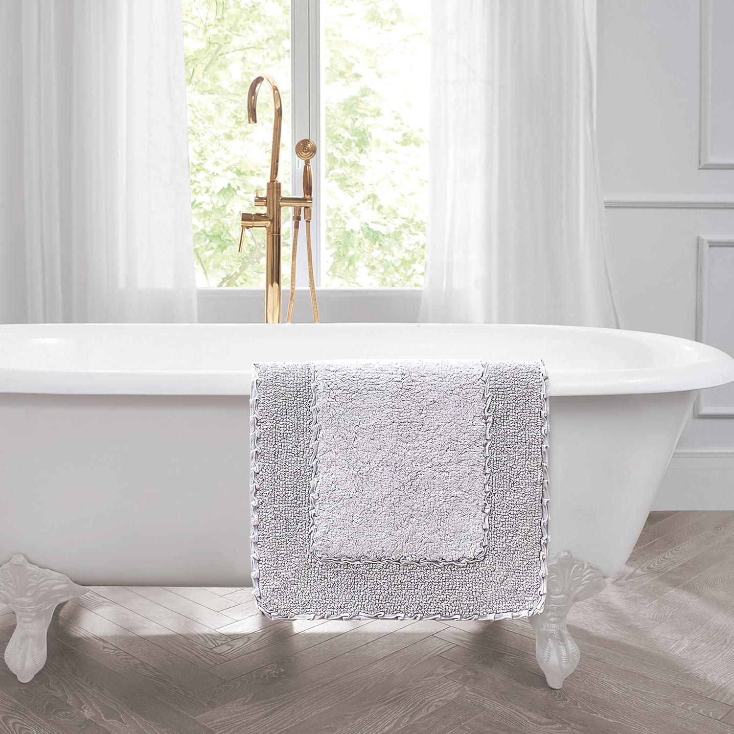 Lavender Cotton Ruffle Border Bath Rug Set, 20" x 32"