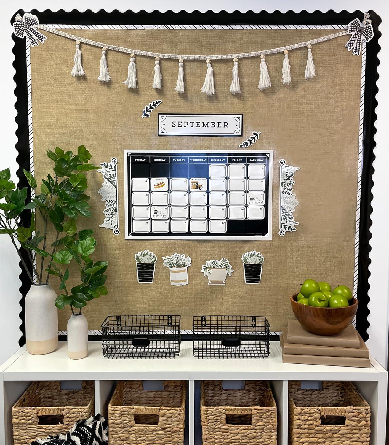 Carson Dellosa 3 Rolls of 195 Ft of Scallop Black and White Bulletin Board Borders Bundle, Classroom Borders for Bulletin, 65 Ft Per Bulletin Board Trim Roll