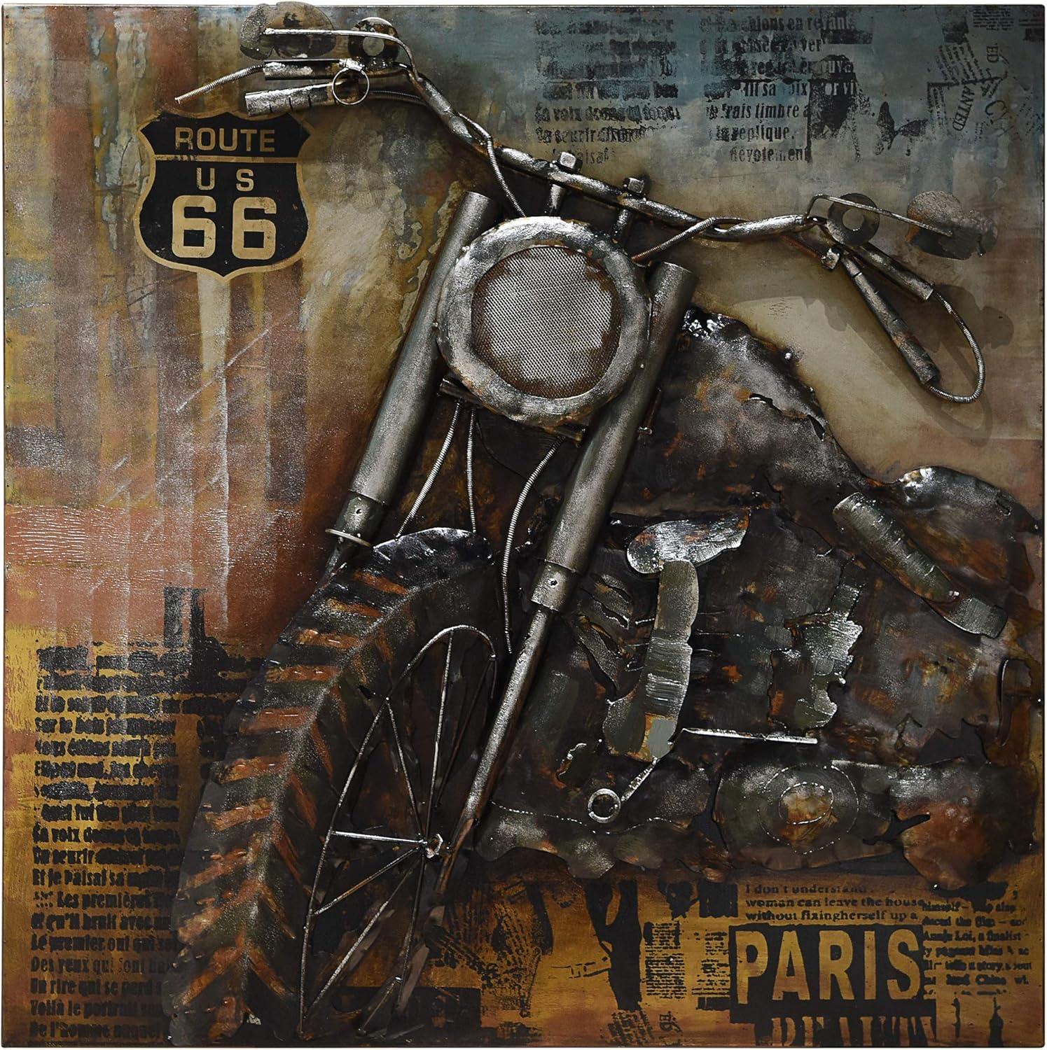 Empire Art Direct PMO-130310-4040 Primo Mixed Media Hand Painted Iron Wall Sculpture - Motorcycle 1