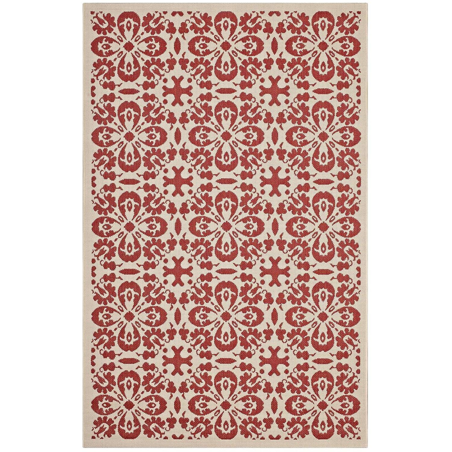 Modway Ariana Vintage Floral Trellis 4x6 Indoor and Outdoor Area Rug