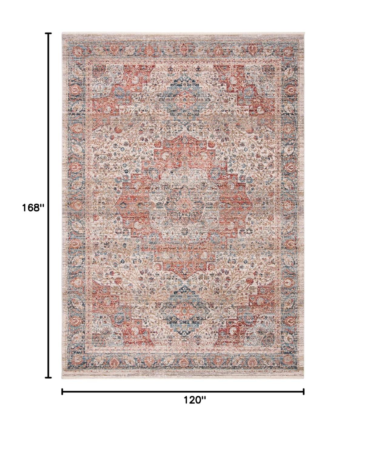 Ivory and Pink 10' x 14' Synthetic Medallion Rug