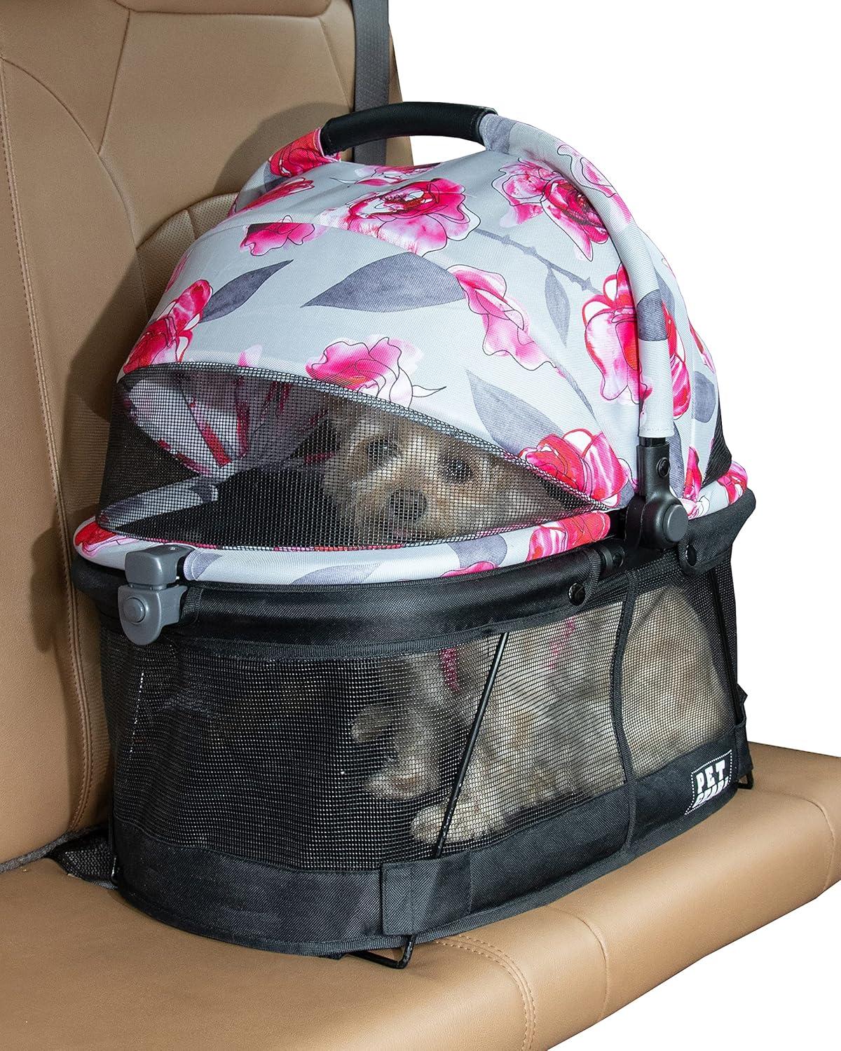 Floral Gray Soft-Sided Small Dog Carrier with Mesh Ventilation