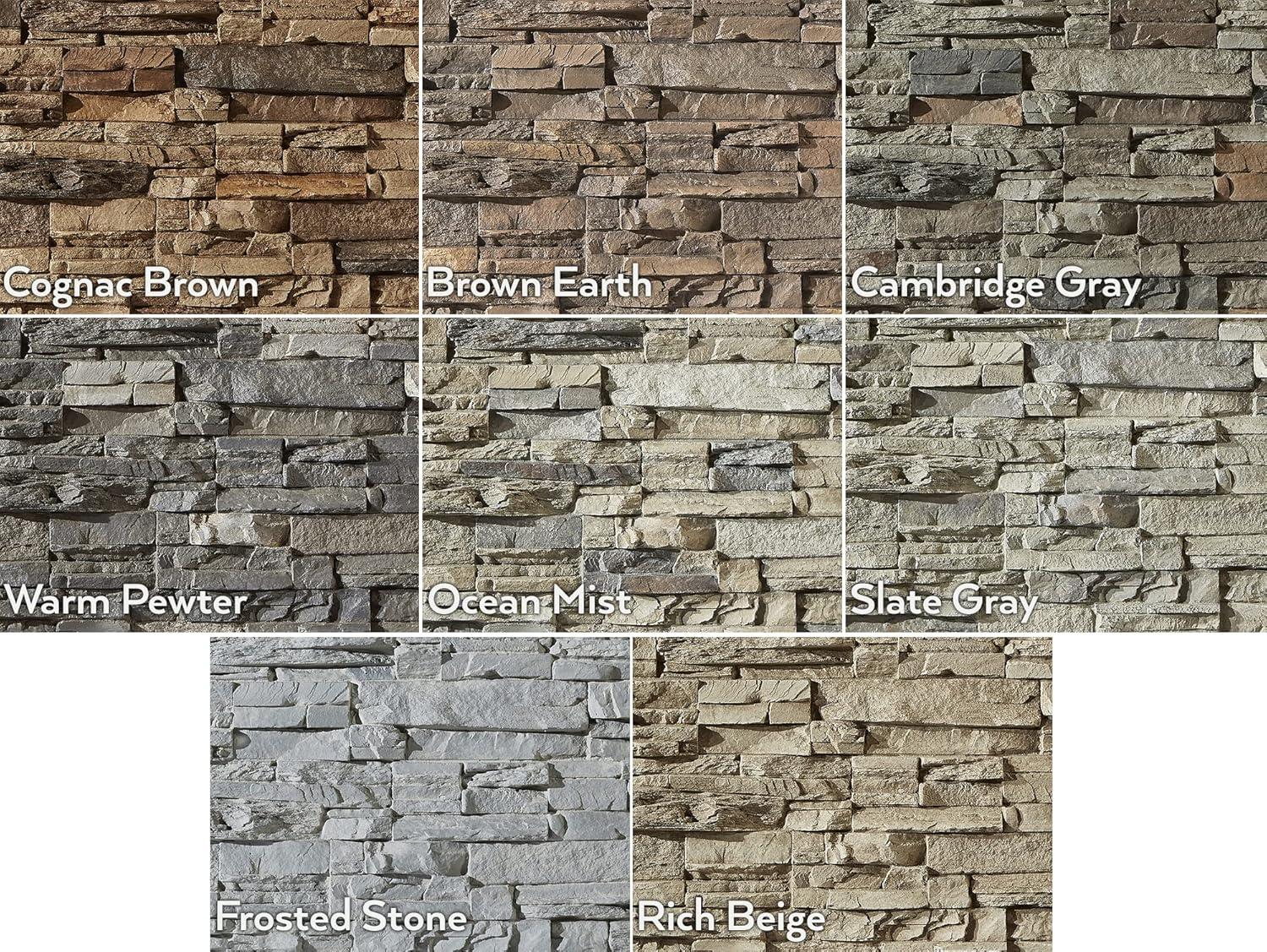Faux Stacked Stone 3D Textured Wall Panel | Sedona | 48''L x 24''H x 2''D | 1 Panel | Ocean Mist