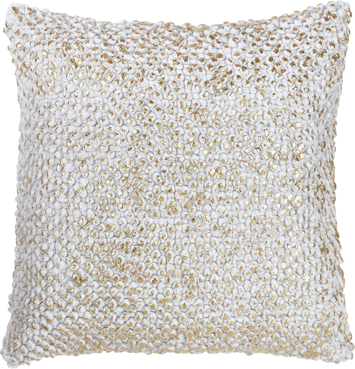 18" Gold Foil Printed Pom-Pom Square Throw Pillow