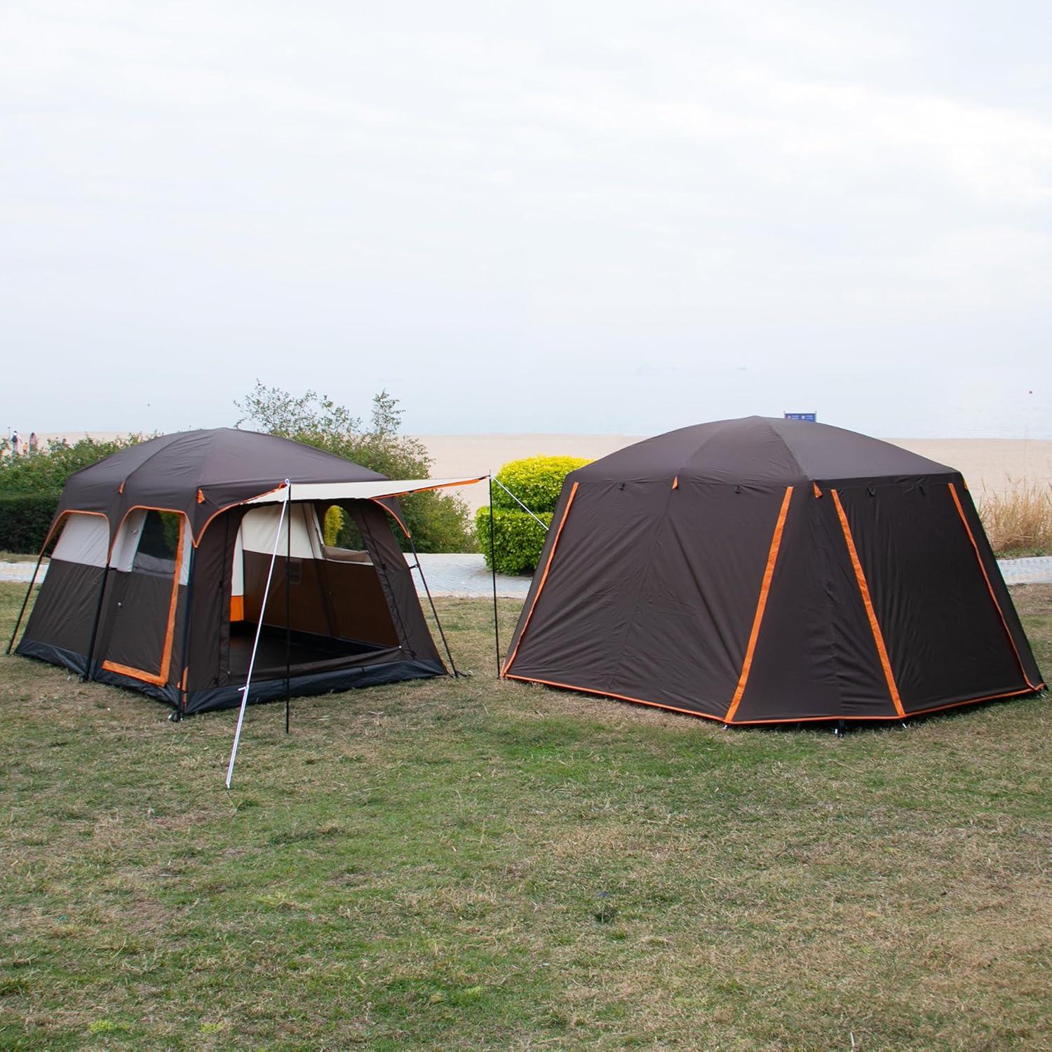 Large Gray and Orange Waterproof 6-Person Cabin Tent