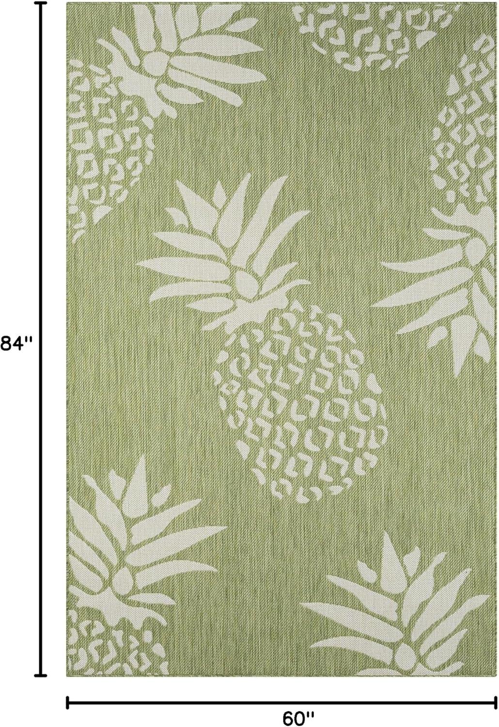 Ox Bay Caliana Tropical Pineapple Indoor, Outdoor Area Rug, Green, 5' x 7'