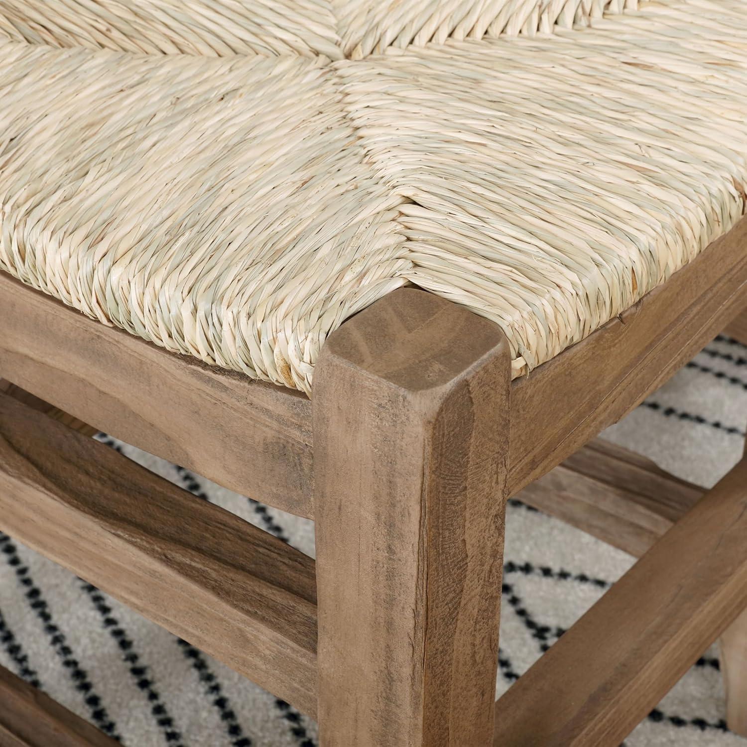 Alaterre Furniture Newport 18"H Wood Stool with Rush Seat