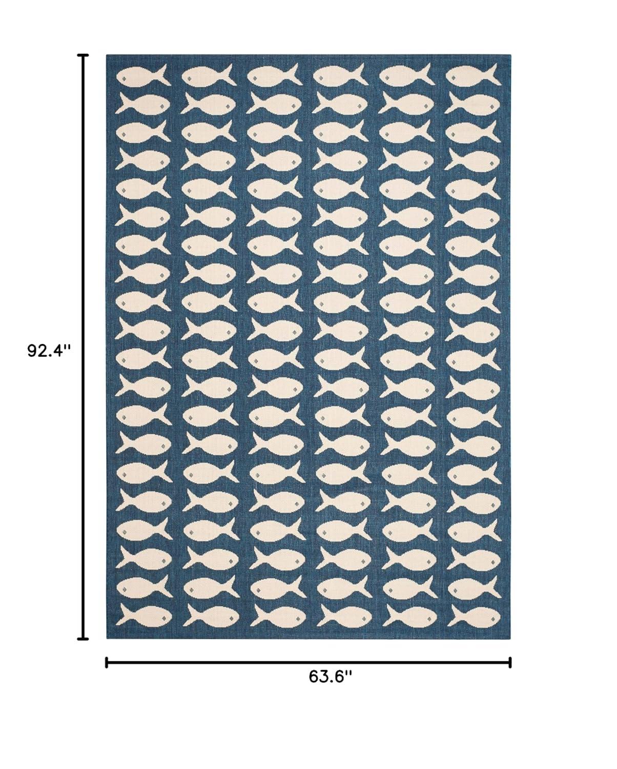 Courtyard CY6013 Power Loomed Indoor and Outdoor Area Rug - Navy/Beige - 5'3"x7'7" - Safavieh