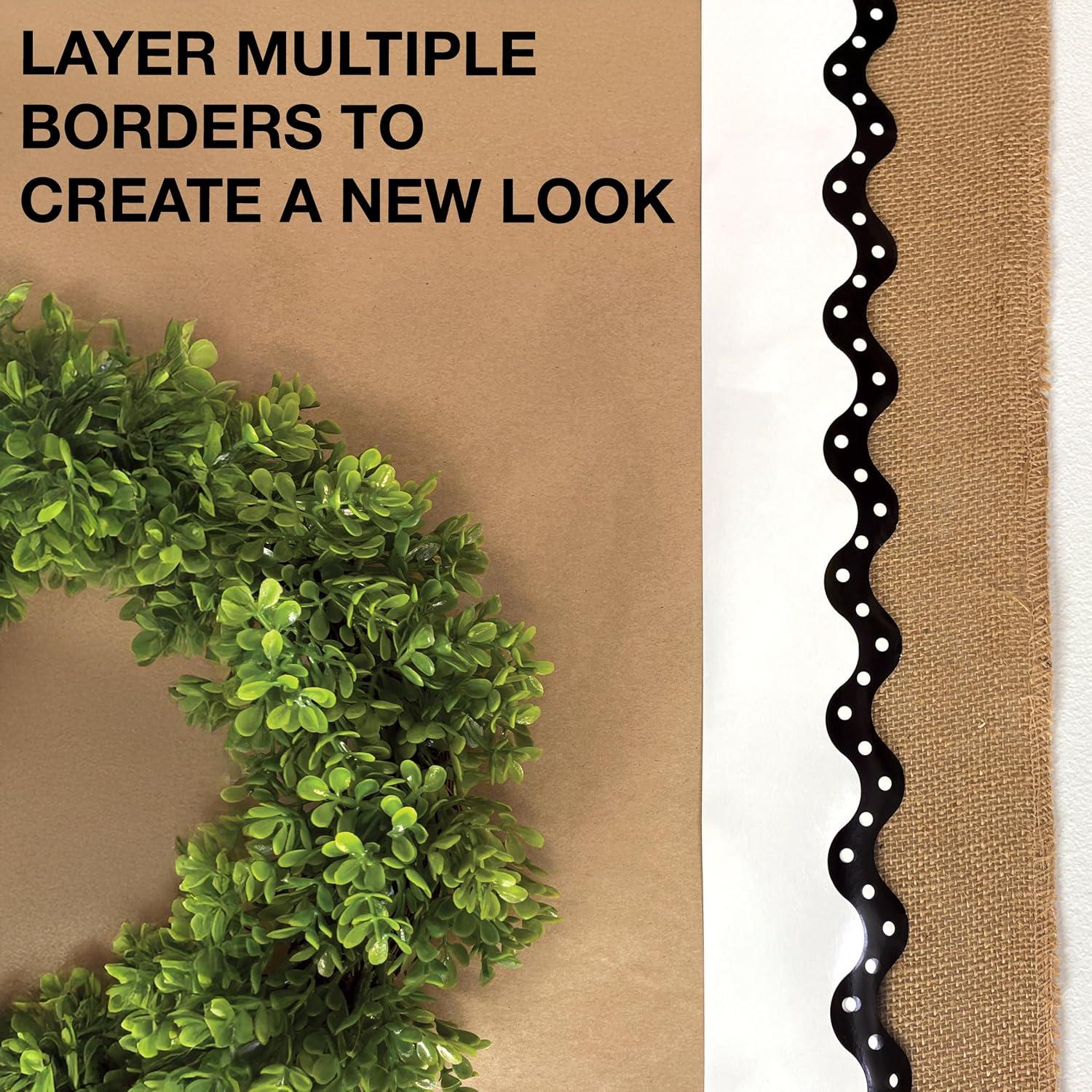 Carson Dellosa 3 Rolls of 195 Ft of Scallop Black and White Bulletin Board Borders Bundle, Classroom Borders for Bulletin, 65 Ft Per Bulletin Board Trim Roll